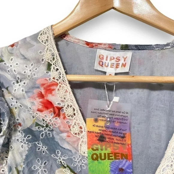 NWT Gipsy Queen NJ Couture Paris Anthropologie Embroidered Eyelet Mini Dress S - Picture 7 of 11